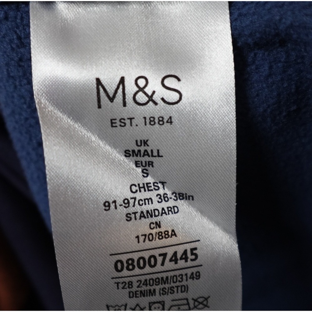 Marks and Spencer Mens Fleece Full Zip Jacket‎ Denim Blue Small T28 2409M - Picture 5 of 8